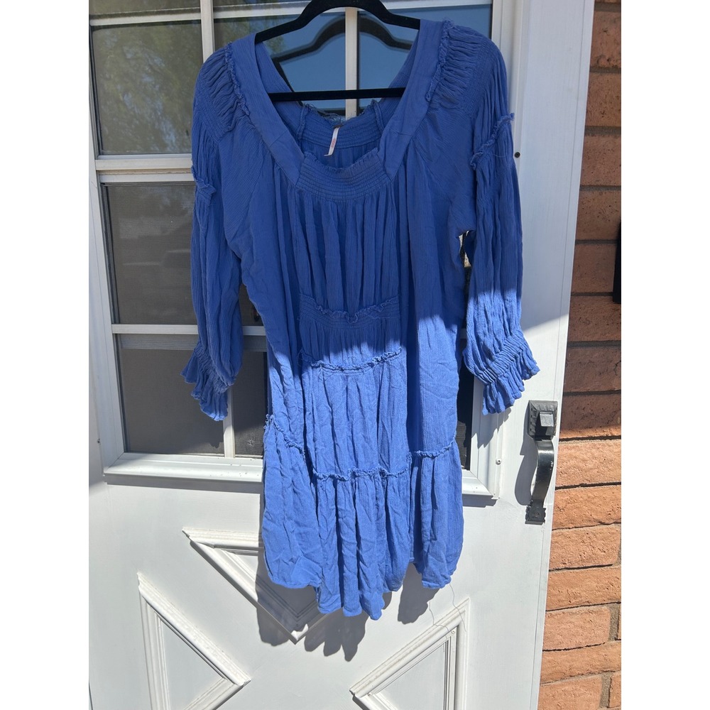Free People See Ya There Blue Mini Dress Small Festival Boho Beach